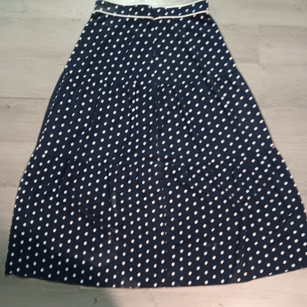 SHEIN Navy and White Polka Dot A-Line Skirt